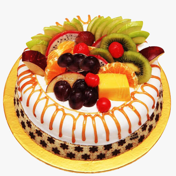 The beautiful Fresh fruits delicious cake